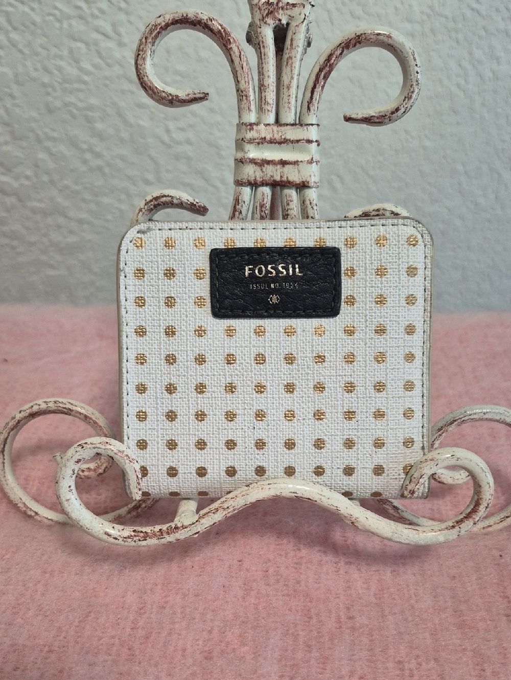 Fossil White and Gold Polka Dot Wallet